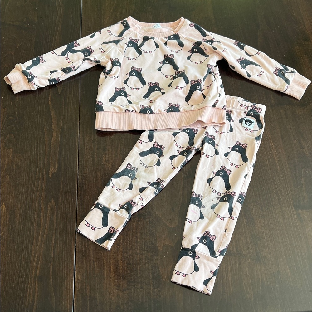 Hux Reversible Top Penguin Print Set